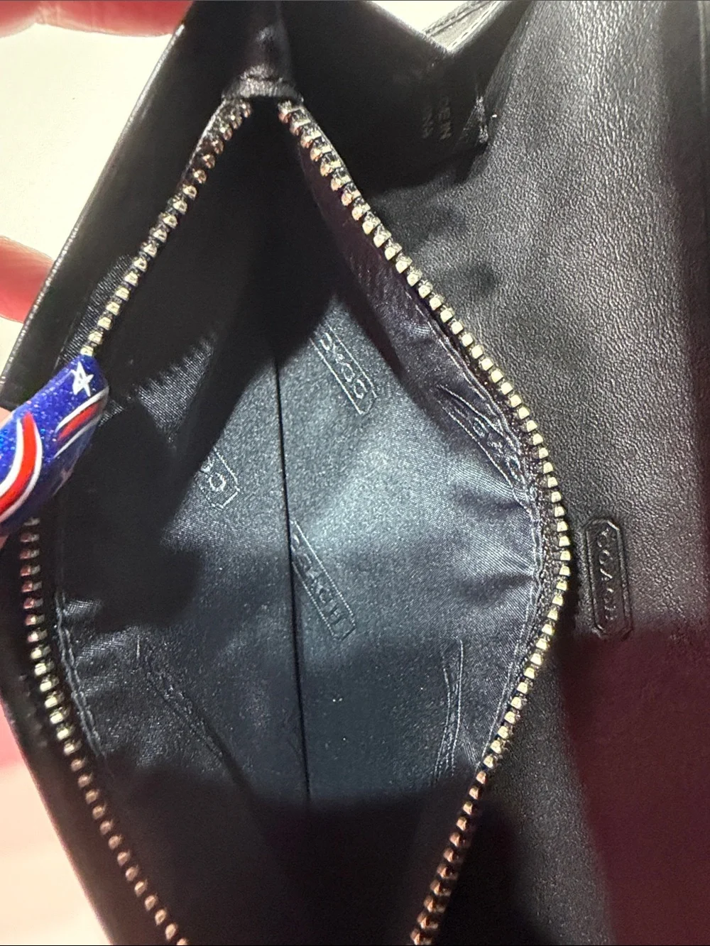 Coach Black Signature Continental Wallet with Leather Trim